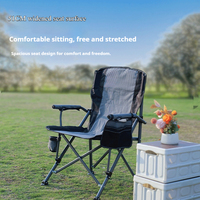 Chaise de pêche et de plage pliable confortable pour l'extérieur, légère et portable avec accoudoirs, porte-gobelet et sac de rangement en Oxford