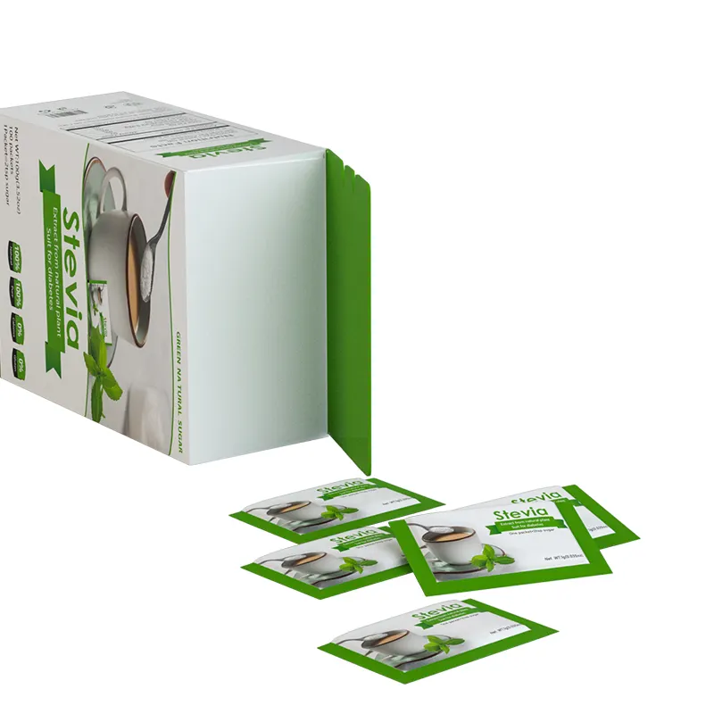 Poudre de Stevia personnalisée sans goût amer 100 Sachet de Stevia Pura cristallin blanc naturel 1g / 2g / 10g