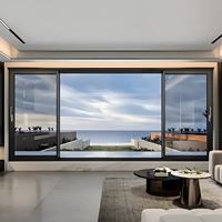 Schlankes Aluminium-Schiebefenster Panoramablick Modernes Horizontales Glasschiebefenster für Balkon Hochhaus-Wohngebäude