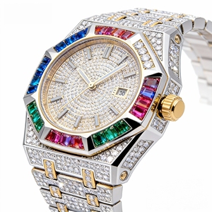 Hiphop Rapper fabbricazione fatto a mano rodio 10k 14k oro rosa placcato in acciaio inox orologi busto giù Moissanite orologio per uomo - Product Image 3