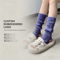 Chaussettes chaudes tricotées en fibre acrylique pour femme, longues (40-50 cm), colorées, style ample, pour l'automne et l'hiver