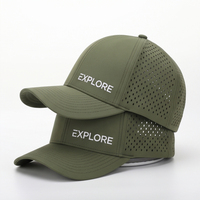 Gorras de Béisbol Deportivas de 5 Paneles con Perforaciones Cortadas a Láser, Impresión Puff, Diseño Personalizado, 100% Algodón, Ajustables