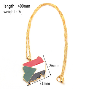Nuevo Collar con Mapa del Mundo y Bandera de Oro, África, Guinea, Ghana, Liberia, <span class=keywords><strong>Jamaica</strong></span> Submarina, Sudáfrica, Congo, Honduras, Cadena con Colgante - Product Image 2