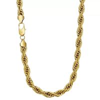 Ensemble collier et bracelet en acier inoxydable plaqué or 14 carats, chaîne en corde de 18 mm, bijoux unisexes, anniversaire, vente en gros