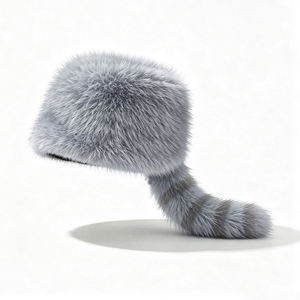 Chapeau en fausse fourrure style mode avec queue pour femme, en fausse fourrure de vison écologique russe, coupe-vent d'hiver, pour activités de plein air et pêche, broderie 3D - Product Image 2