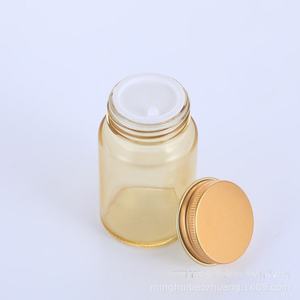 Botella de Vidrio Transparente de Boca Ancha para Píldoras y Cápsulas, 100g, Fondo Plano, Hombro Inclinado, Impresión Serigráfica, para Cuidado de la Salud y Cosméticos - Product Image 4