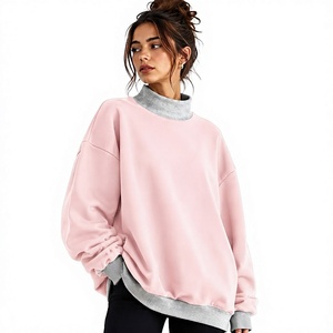 เสื้อสเวตเชิ้ตโอเวอร์ไซส์สำหรับผู้หญิง ดีไซน์ทันสมัย สีพื้น คอเต่า น้ำหนักเบา กันลม ระบายอากาศได้ดี เหมาะสำหรับใส่ลำลองทุกวัน - Product Image 1