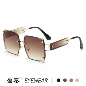 Eyewear Metal <b>Frame</b> Sunglasses UV400 Women's Fashion <b>Square</b> Lens <b>Gold</b> Color - Product Image 2