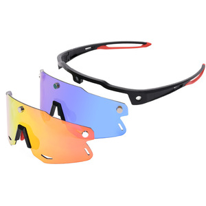 Lunettes de soleil polarisées pour le cyclisme, sans monture, verres miroir TR90, protection UV 100%, lunettes de sport multifonctionnelles - Product Image 2