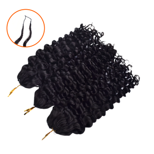 Extensions de cheveux humains bouclés Deep <span class=keywords><strong>Wave</strong></span> Feather Crochet Bundles 1b, 100g, invisibles, pré-séparées, sans nœuds, pour femmes noires vietnamiennes - Product Image 1
