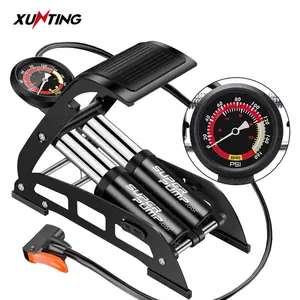 Xunting 160Psi Bán Buôn Điện Air Bike Bơm Tay Air Xe Đạp Bơm Đôi Xi Lanh Xách Tay Mini Air Foot Bơm Cho Xe