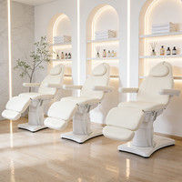Mobilier de salon de beauté haut de gamme, table de massage entièrement blanche, lit de spa moderne, 3 moteurs électriques, lit de soin du visage et des cils