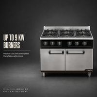 Cuisinière à gaz commerciale JUSTA à 6 brûleurs avec armoire de rangement, cuisinière à gaz en acier inoxydable pour hôtel, restaurant, traiteur, cuisine