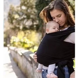 Muestra gratuita de portabebés tipo bandolera informal para recién nacidos y niños pequeños - Portabebés ligero y manos libres de 7 a 35 libras (Negro Sable) - Product Image 3