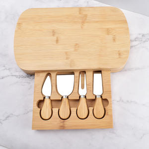 Juego de 4 cuchillos y tabla de bambú natural para cocina, 4 piezas - Product Image 5