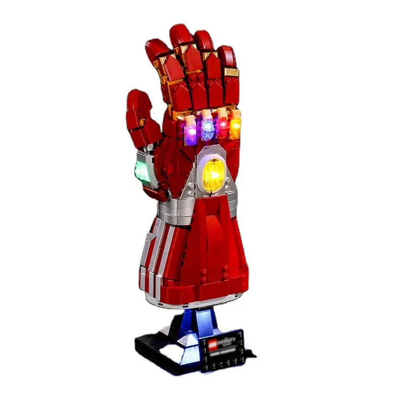 Bouwsteen Bakstenen Filmsets Blokken Cartoon Serie Nano Handschoen Met Led Licht Thanos Handschoen