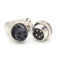 Connecteur d'aviation GX16 GX12 à 90 degrés, type standard, fiche métallique 5 broches avec prise de paroi à souder, une paire