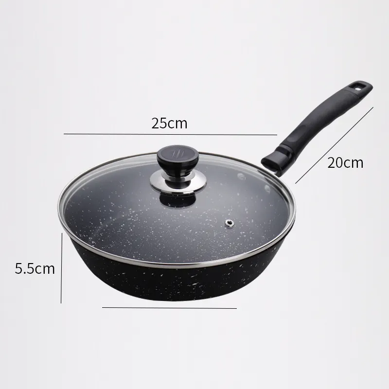 Medium Size Keukengerei Nonstick Fry Pan Cover Medische Steen Minerale Anti-aanbaklaag Pannen Koekenpannen Pannenkoek Pan