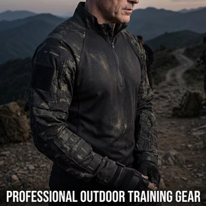 Maglia Tecnica da Escursionismo Euro-Fit Personalizzata per <span class=keywords><strong>Uomo</strong></span>, Camicia Gorpcore a Marchio Privato ad Asciugatura Rapida con Imbottiture sui Gomiti, Fornitura Globale OEM One-Stop - Product Image 3