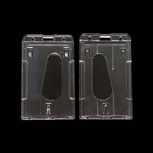 Porte-badge en polycarbonate de haute qualité, porte-carte en plastique rigide PC, 2 emplacements pour cartes, transparent comme du cristal, porte-carte de travail - Product Image 4