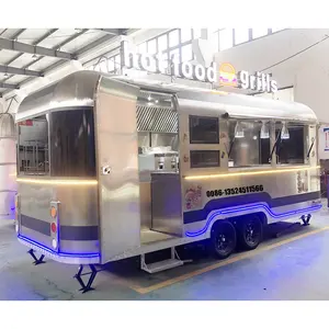 hot sale Stainless Steel hot dog pizza coffee ice cream hot dog food cart mobile fast Airstream camping trailer