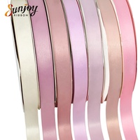Ruban en satin polyester uni, tons pastel, doux et brillant, pour la décoration de bouquets floraux, emballage cadeau, vente en gros