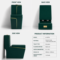 ZOGII CE Cuvette de toilettes allongée moderne verte en céramique monobloc à siphon en S à double chasse à poser au sol pour villa et hôtel Garantie 5 ans