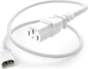 PDU UPS Power Cable IEC C14 to IEC C15 Extension Power Cord White 8 FT