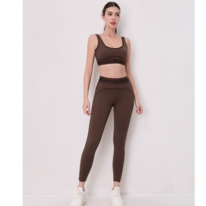 Conjunto Deportivo <span class=keywords><strong>de</strong></span> Dos Piezas, Leggings y Sujetador Deportivo <span class=keywords><strong>de</strong></span> Spandex/Nylon, Secado Rápido, Transpirable, Cintura Elástica, Logotipo Personalizado, <span class=keywords><strong>Yoga</strong></span> <span class=keywords><strong>para</strong></span> Mujer - Product Image 3