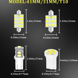 Bombillas LED para Automóvil T10 41mm 31mm, Kit de Iluminación Interior Blanco, Luz de Lectura, Luz de Matrícula, 24 Piezas - Product Image 1