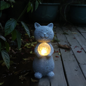 Lámpara Decorativa Solar LED para Jardín, Ecológica, con Diseño Pintado a Mano, de Resina, con Forma de <span class=keywords><strong>Gato</strong></span>, para Decoración de Patio - Product Image 3