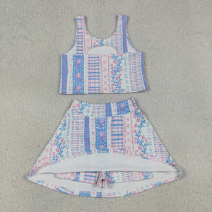 Nouvel Arrivage 2026 – Ensemble de Vêtements de Sport pour Bébé Fille : Haut Sans Manches à Motifs Floraux, Short et Jupe-Short (Skort) – Collection Boutique pour Enfants - Product Image 3