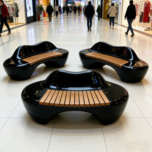Fiberglass Modern Outdoor Chair With Planter Custom Landscape Furnishings Durable Public Seating for Campus Leisure Zones - Product Image 1