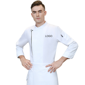 Conjunto de uniforme de trabajo de cocina, abrigo de Chef de <span class=keywords><strong>Pizza</strong></span> de Color sólido negro, manga larga, restaurante, ropa personalizada, fabricantes, chaquetas de Chef - Product Image 1