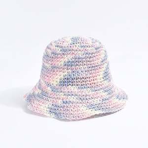 Chapeau de paille coloré tie-dye pour femme, idéal pour les vacances, tressé ajouré, protection solaire décontractée pour la plage - Product Image 4