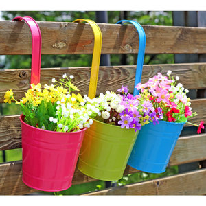 Pot de fleurs mural en métal suspendu, support de fleurs en fer, jardinière de jardin, pour décorer la maison - Product Image 6