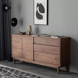 Nordic Solid Wood Black Walnut <b>Sideboard</b> 900mm Plus Storage Cabinet For Living Room And Entryway Use - Product Image 1
