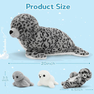 Peluche de foca manchada, súper suave, para calmar a mamá y bebé, regalo para niños, juguete educativo con temática del océano, ideal para cumpleaños. - Product Image 4