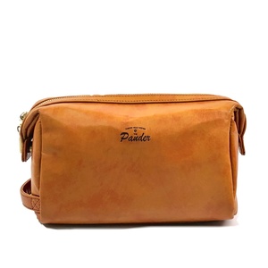 Mango de inodoro de color personalizado que lleva cuero PU impermeable viaje marrón almacenamiento inodoro de mujer bolsa de <span class=keywords><strong>maquillaje</strong></span> - Product Image 1