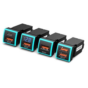 Chargeur de voiture PD60W <span class=keywords><strong>Prise</strong></span> de voiture QC3.0 Type C <span class=keywords><strong>Voltmètre</strong></span> Chargeur rapide Affichage LED Adaptateur de chargeur de voiture <span class=keywords><strong>USB</strong></span> pour Toyota (22*22 MM) - Product Image 1