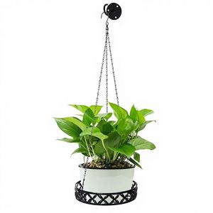 กระถางดอกไม้เหล็กสีดำกันสนิม ดีไซน์ทันสมัย รูปทรงเลขแปดคู่ พร้อมโซ่แขวน ตกแต่งสวนแบบแขวน - Product Image 1