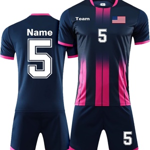 เสื้อฟุตบอลฤดูร้อนโพลีเอสเตอร์ 100% แบบสั่งทำพิเศษสำหรับทุกเพศ ชุดเสื้อและกางเกงฟุตบอลพร้อมชื่อ เบอร์ และโลโก้ - Product Image 4