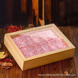 Caja de almacenamiento de madera estilo japonés, rectangular, con tapa transparente, para el hogar, para envasar mariscos y sushi, hecha a medida. - Product Image 2