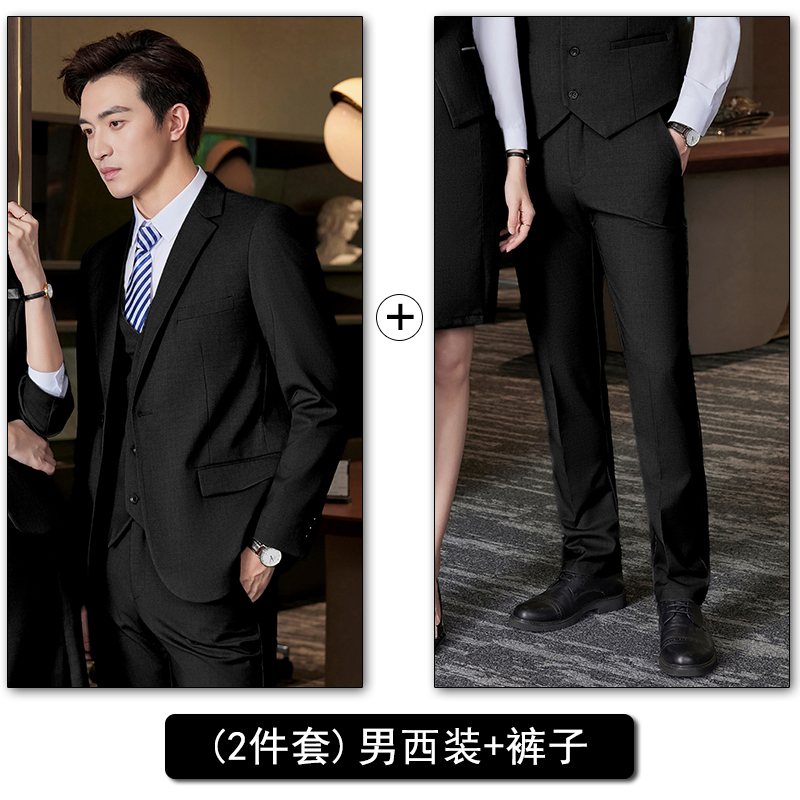 Men's black coat+pants