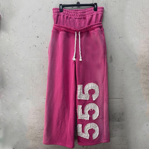 <span class=keywords><strong>Pantaloni</strong></span> Streetwear con Doppia Cintura, 100% Cotone, Logo Ricamato, <span class=keywords><strong>Pantaloni</strong></span> Rosa Oversize Effetto Lavaggio Acido per <span class=keywords><strong>Uomo</strong></span> - Product Image 1