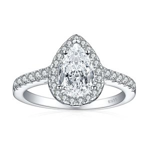 Женское 925 Обручальное кольцо из стерлингового серебра с грушевидным вырезом и цирконием - Product Image 1