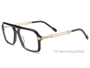 Lunettes optiques surdimensionnées rétro décorées de chaînes, en acétate avec détails métalliques, adaptées à diverses occasions - Product Image 5