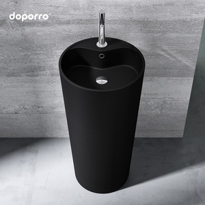Lavabo a <span class=keywords><strong>colonna</strong></span> autoportante in pietra artificiale Doporro, design moderno e minimalista, per hotel e pensioni in Germania - Product Image 4