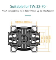 Soporte de pared para TV 757-L400 de 32-60 pulgadas, 6 brazos oscilantes, soporte de pantalla giratorio retráctil de movimiento completo, soporte para TV de Plasma