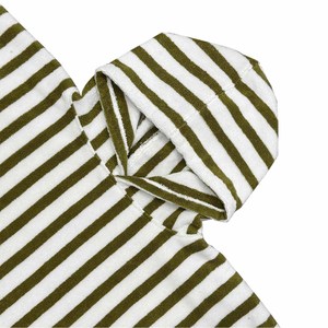 Serviette <span class=keywords><strong>de</strong></span> plage à capuche en tissu éponge rayé personnalisable avec logo, en coton écologique, pour bébés et enfants, vente en gros Softextiles - Product Image 4